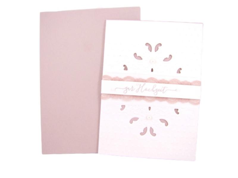 Hochzeitskarte Rosa Weiß