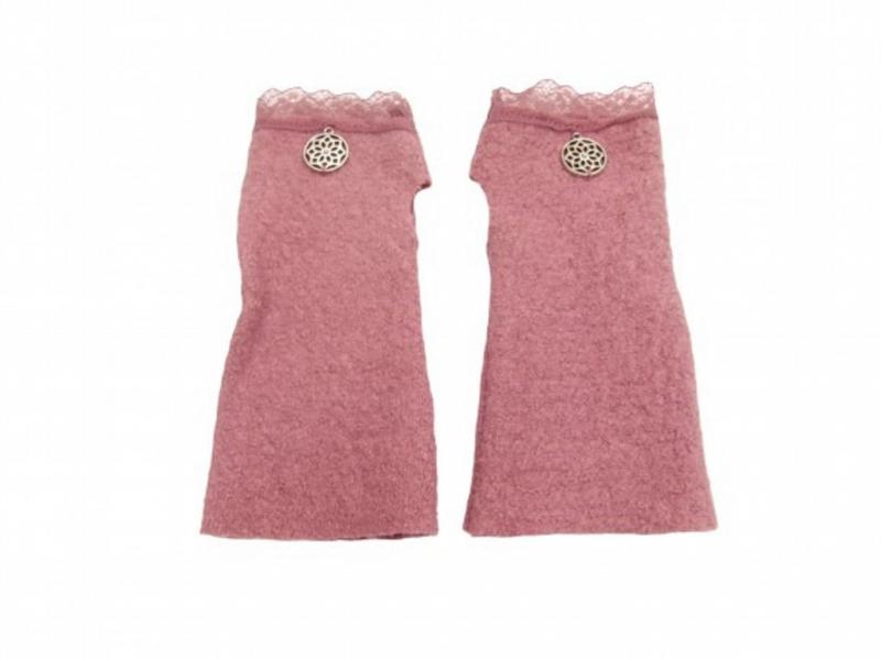 Kinderstulpen rosa Spitze